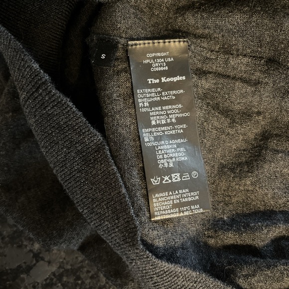 The Kooples Women's Leather Trim Long Sleeve V-Neck‎ Sweater Size Small - Picture 6 of 6